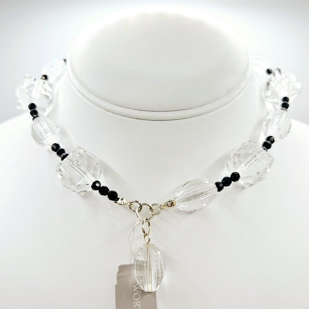 Worthington Clear and Black Beaded Chunky Choker Necklace NWT